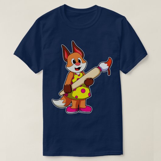 キツネをブラシ付きペインター絵を描 Tシャツ (デザイン正面)