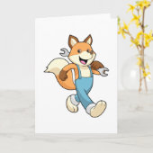 キツネをレンチ付き整備士として カード (黄色い花)
