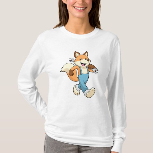 キツネをレンチ付き整備士として Tシャツ (正面)