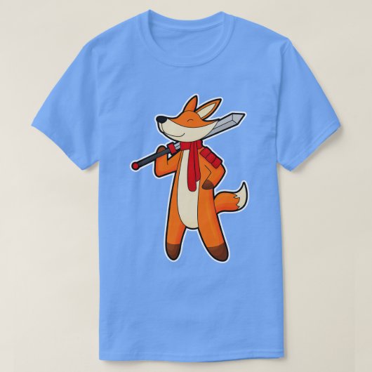 キツネを剣のスカーフで戦士 Tシャツ (デザイン正面)