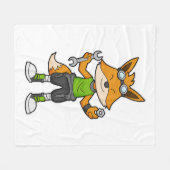 キツネを整備士としてレンチ&ナット付き フリースブランケット (正面(横))