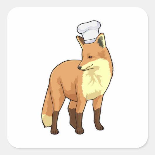 キツネを調理師としてChef hat スクエアシール (正面)