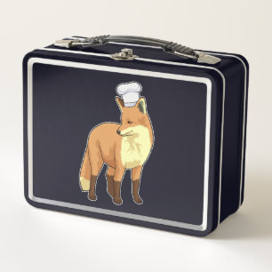 キツネを調理師としてChef hat メタルランチボックス