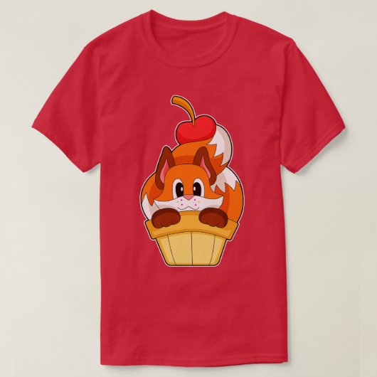 キツネアイスクリームコーンさくらんぼ Tシャツ (デザイン正面)