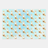 キツネアクアウォーターカラー ラッピングペーパーシート (正面)