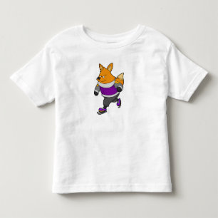 キツネアットアイススケートで滑るとアイススケート&グラス トドラーTシャツ
