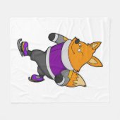 キツネアットアイススケートで滑るとアイススケート&グラス フリースブランケット (正面(横))