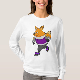 キツネアットアイススケートで滑るとアイススケート&グラス Tシャツ
