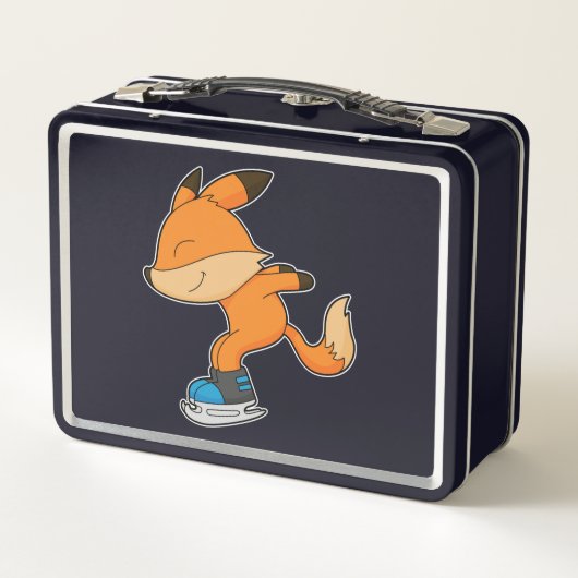 キツネアットアイススケートで滑るとアイススケート メタルランチボックス (裏面)