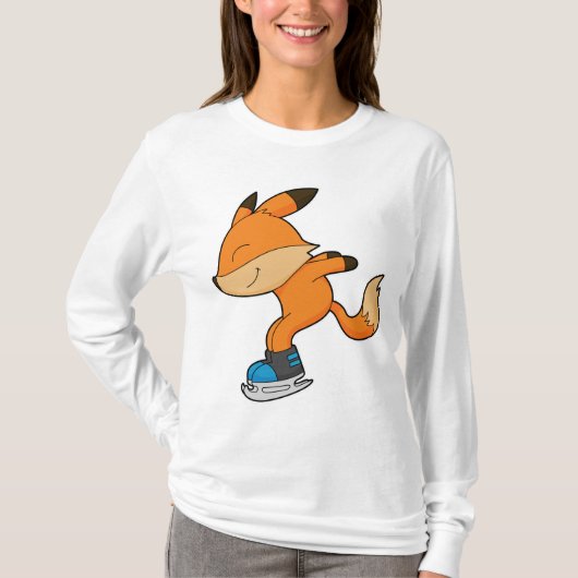 キツネアットアイススケートで滑るとアイススケート Tシャツ (正面)