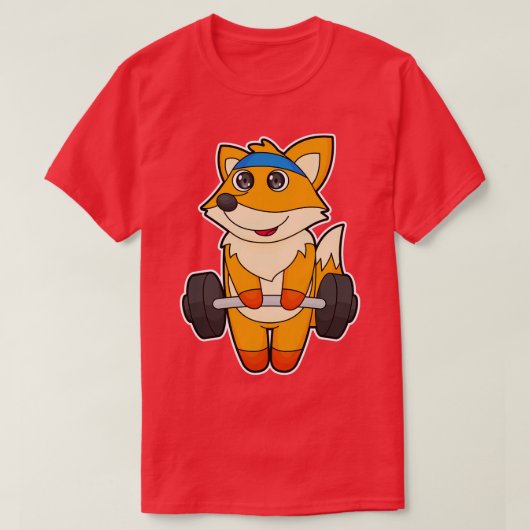 キツネアットフィットネスwithバーベル tシャツ (デザイン正面)