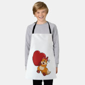 キツネアットラブハート エプロン (着用した状態)