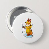 キツネアット雨と雨滴 缶バッジ (正面&裏面)