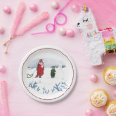 キツネアンドラビットイラストレーションホリデースノークリスマス ペーパープレート (パーティー)