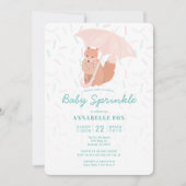 キツネアンブレラミントベビー散水シャワー招待状 招待状 (正面)