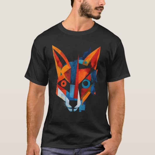 キツネアートワーク動物キツネ Tシャツ (正面)