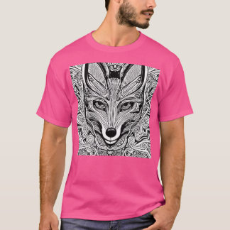 キツネイラストレーションモチーフカラフルキツネキュート Tシャツ