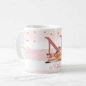 キツネイラストレーション母親の赤ちゃんの女の子 コーヒーマグカップ (正面左)