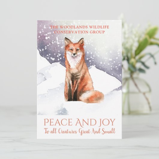 キツネインウィンタースノービジネスクリスマスホリデー シーズンカード (スタンド正面)