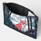 キツネインウッドクリアリングアクセサリーパウチトラベルバッグ アクセサリーポーチ (見開き)