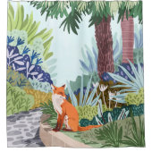 キツネインザガーデン |動物の野生動物の植物学 シャワーカーテン (正面)