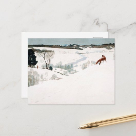 キツネインズインスノーバイニューウェルコンバーズワイエス シーズンポストカード (正面/裏面インサイチュ)