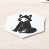 キツネイン外套 – 神秘的な動物オン紙コースター ペーパーコースター (アングル)