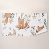 キツネイン・メドウズ：水彩シームレス バスタオル (バスタオル)