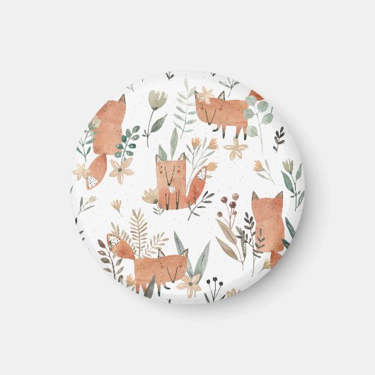 キツネイン・メドウズ：水彩シームレス マグネット (正面)