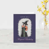 キツネウィッチマジカルゴシックアートウィッチクラフトフォキシウーマン カード (黄色い花)