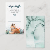 キツネウィンターウッドランド赤ちゃんシャワーおむつラッフル エンクロージャーカード (正面/裏面)