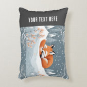 キツネウィンタースノーキュートコージークリスマスに眠る アクセントクッション (正面(垂直))