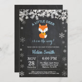 キツネウィンターボーイベビーシャワー黒板招待状 招待状 (正面/裏面)