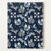 キツネウッドランドウォーターカラーモノグラムのアートネームブルー プランナー手帳 (裏面)