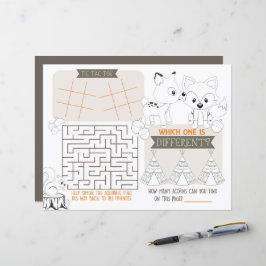 キツネウッドランドキッズランチョンマットアクティビティゲームシート