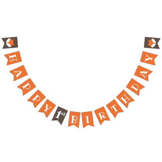 キツネウッドランドファースト誕生日 バンティングフラッグ (全)