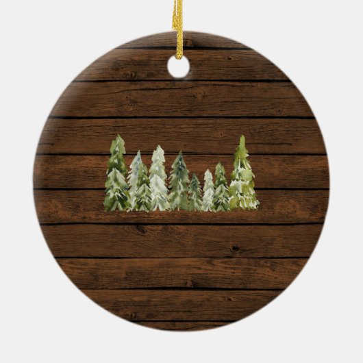 キツネウッドランド動物の親を待っている セラミックオーナメント (裏面)