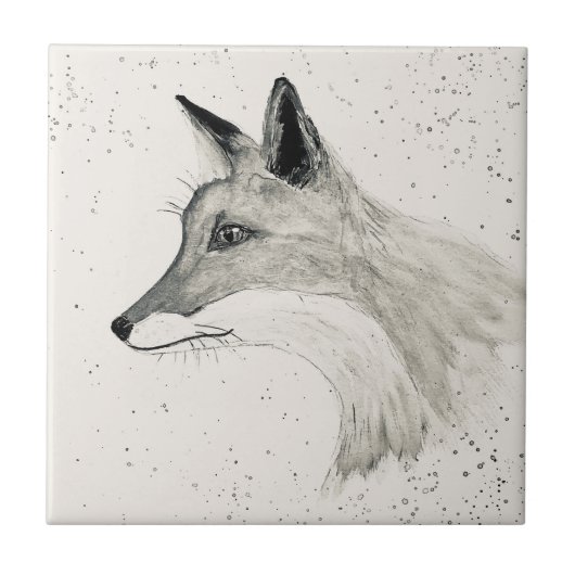 キツネウッドランド動物ヴィンテージ水彩タイル タイル (正面)
