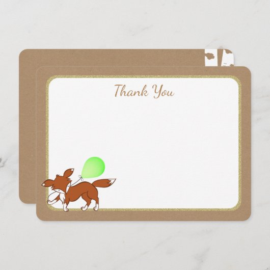 キツネウッドランド樺の木ツリー赤ちゃんシャワーありがとう サンキューカード (正面/裏面)