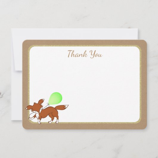 キツネウッドランド樺の木ツリー赤ちゃんシャワーありがとう サンキューカード (正面)