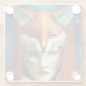 キツネウーマンシュールファンタジーアート ガラスコースター (裏面)