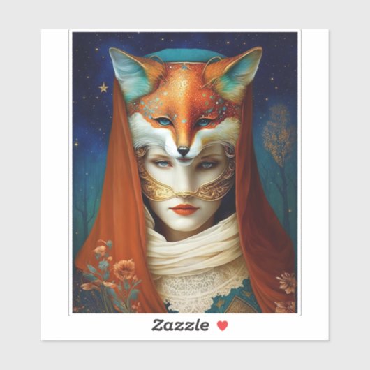 キツネウーマンシュールファンタジーアート シール (シート)