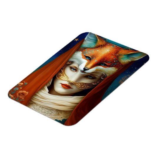 キツネウーマンシュールファンタジーアート マグネット (左側)