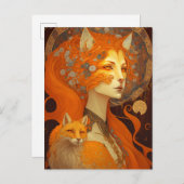 キツネウーマンファンタジーアート ポストカード (正面/裏面)