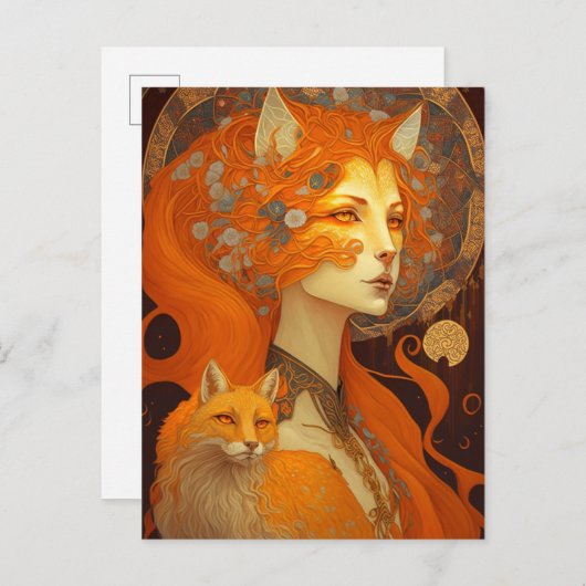 キツネウーマンファンタジーアート ポストカード (正面/裏面)