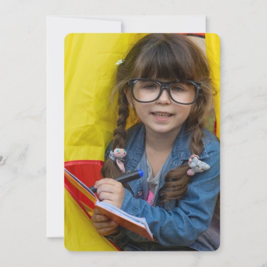 キツネオレンジフォト幼稚園卒業 招待状 (裏面)