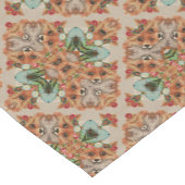 キツネオレンジベージュティール(緑がかった色)スクエアデザイン |テーブルランナー ショートテーブルランナー (コーナー)