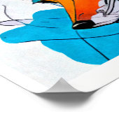 キツネオレンジ鮮やか色の線 ポスター (角)