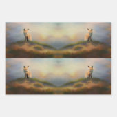 キツネオンザヒルワイルドライフデクページ紙 ラッピングペーパーシート (正面3)