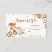 キツネオーガール秋パンプキンベビーシャワーおむつラッフル エンクロージャーカード (正面)